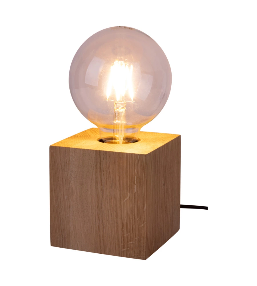 LAMPADA DA TAVOLO ONLI "FOFI" QUADRATA LEGNO DI ROVERE, E27